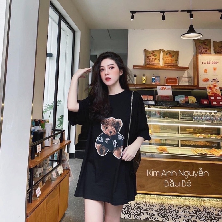 Áo Phông Hình Gấu 2 Màu đen - trắng