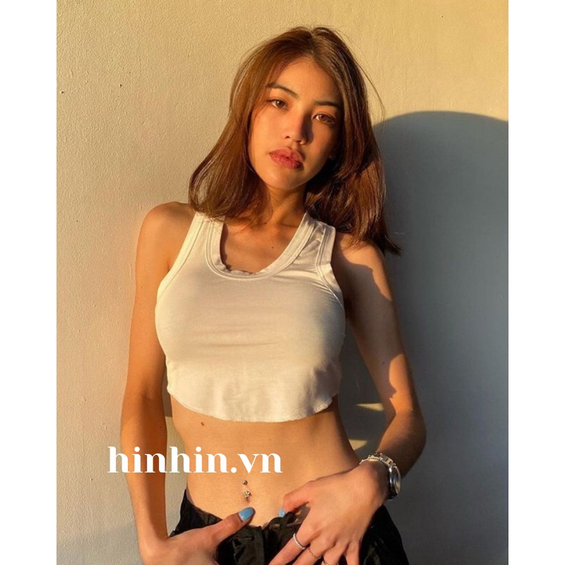 Áo croptop 3 lỗ vạt cong HAC126 - Hỉn Hỉn Store