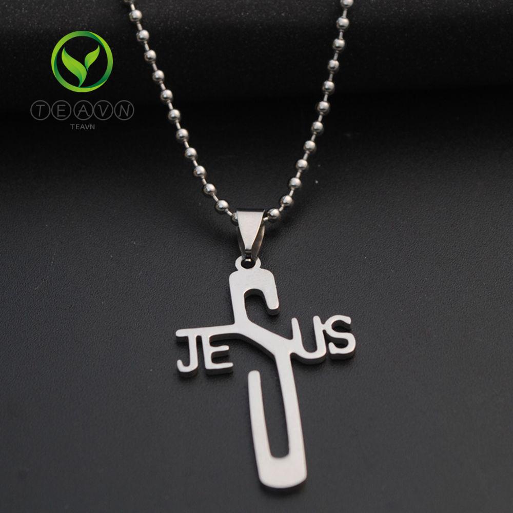 Dây chuyền inox mạ bạc mặt thánh giá chúa Jesus thời trang