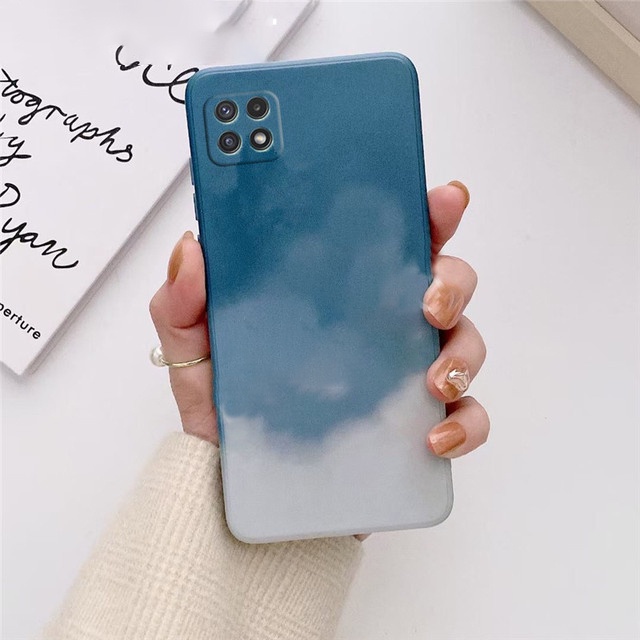 Ốp điện thoại cạnh vuông họa tiết loang màu cho Samsung Galaxy A22 A02S A21S A52 A52s A72 A32 5G 4G 2021