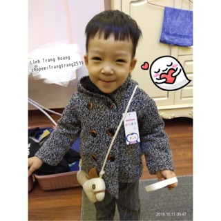 Áo khoác muối tiêu lót lông cừu cho bé trai