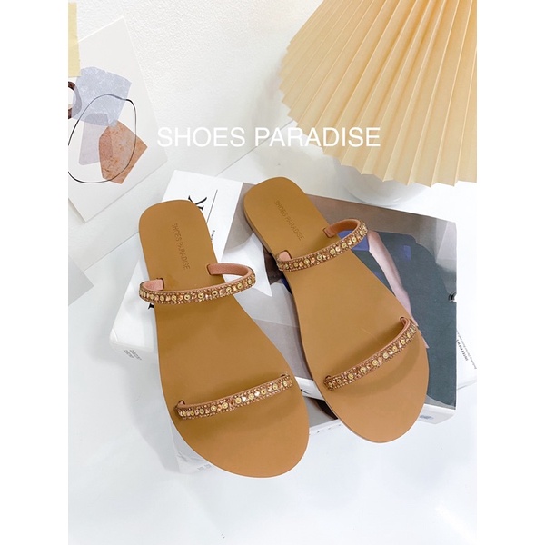 Dép Nữ Thời Trang Đế Bệt Hai Quai Đá Shoes Paradise MS01