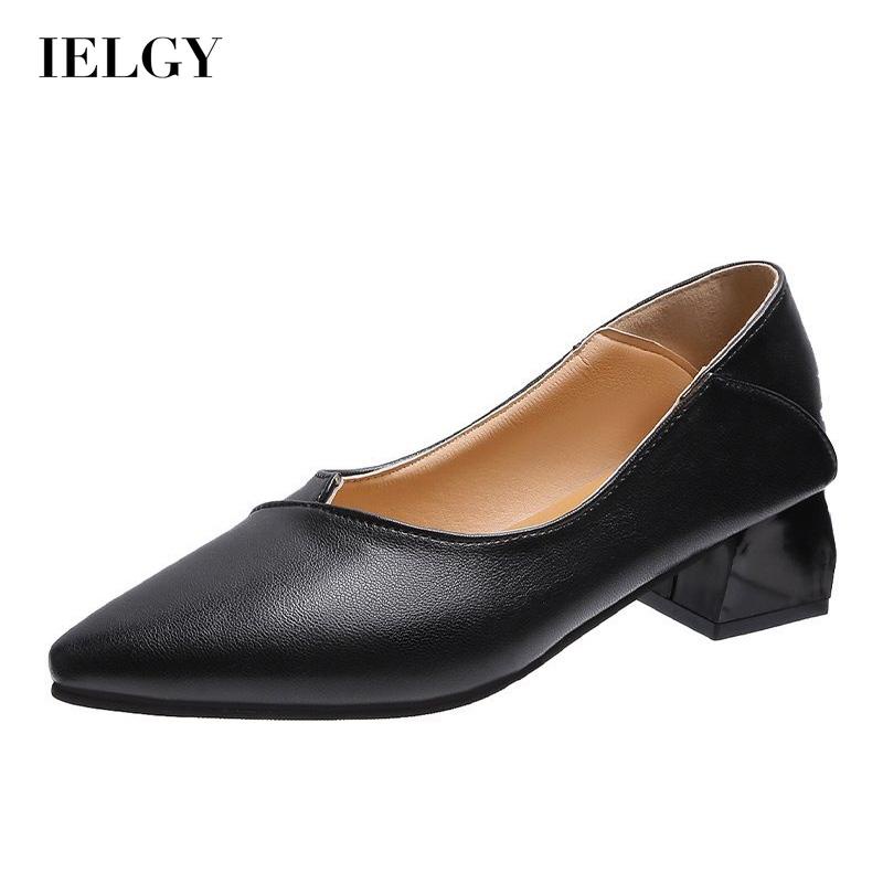 Giày cao gót nữ IELGY mũi nhọn miệng nông gót dày thời trang công sở hai cách mang