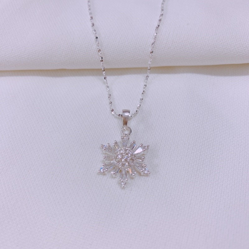 Dây chuyền nữ bạc thật mặt hoa tuyết gắn đá sang chảnh LINH MIU SILVER