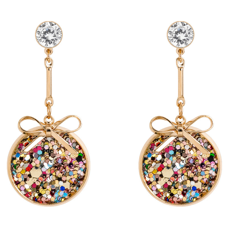 Korean bow pendant earrings