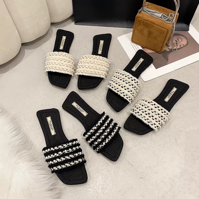 ✨💕Dép lê quai ngang ren phối ngọ.c tr.ai đây ạ