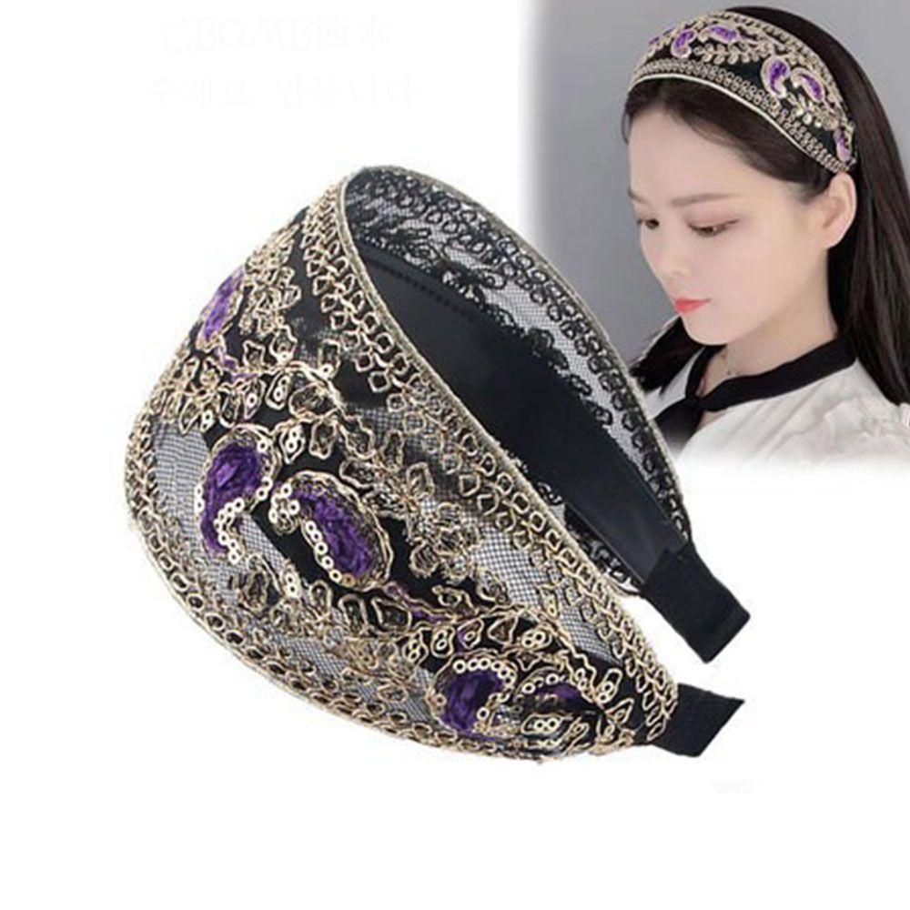 FORBETTER Băng Đô Cài Tóc Viền Rộng Đính Kim Sa Lấp Lánh Dễ Thương Cho Nữ
