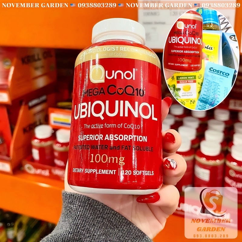 Viên uống bổ tim, điều hoà huyết áp Qunol Mega CoQ10 Ubiquinol 100mg hộp 120 viên