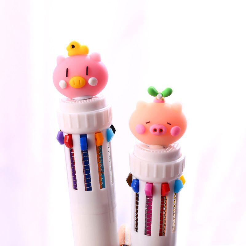 Bút bi nhiều màu 10 trong 1 phối hình heo con xinh xắn