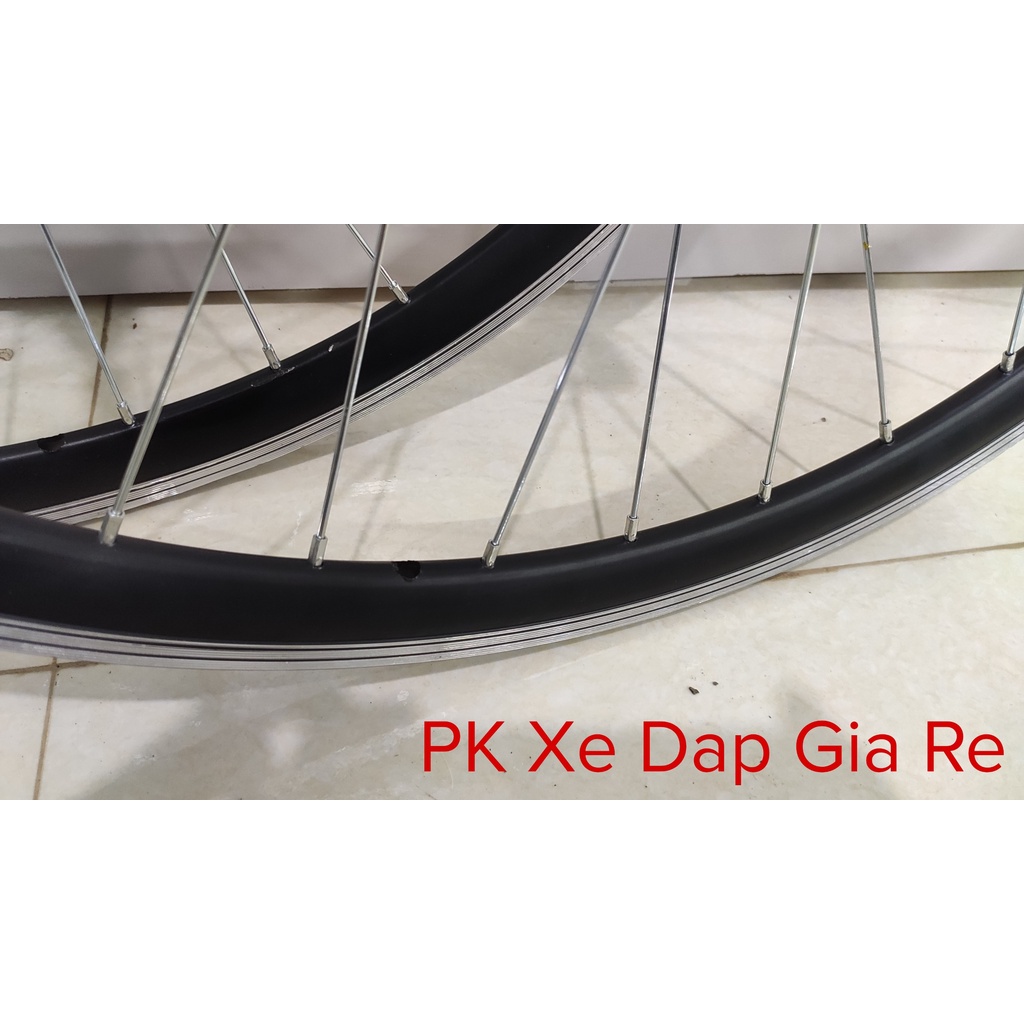 Bộ vành xe đạp đua bánh 700C cao 3cm đan sẵn, líp vặn, líp thả, phanh U, V cao cấp