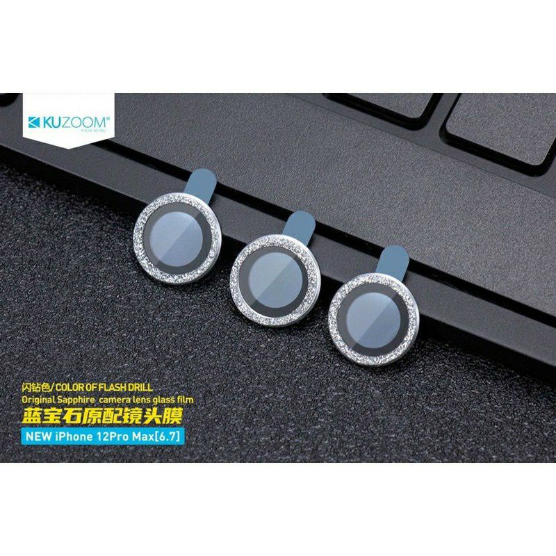 Bộ 3 dán kim cương bảo vệ mắt camera IPhone 12 Pro Max 12 Pro, 12 12 Mini 11 PRO MAX,chính hãng Kuzoom siêu đẹp.