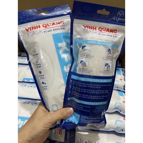 Thùng 300 cái khẩu trang 4D / KF94 Vinh Quang mask màu trắng