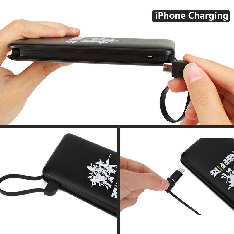 Sạc dự phòng Free Fire cho iPhone/thiết bị cổng type C/cổng micro 10000mAh