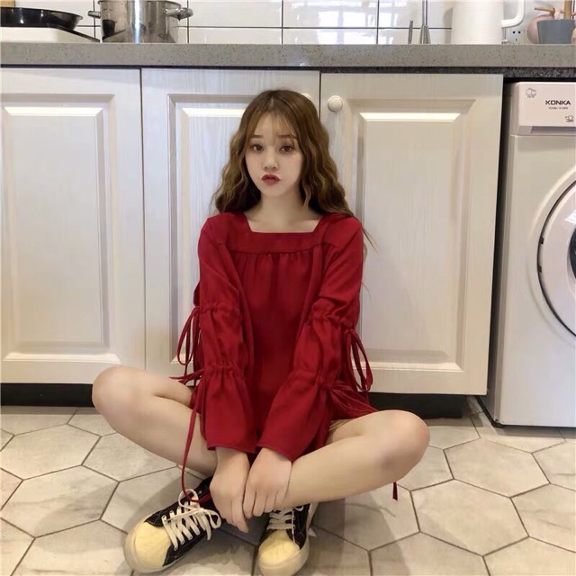 ÁO BABYDOLL TAY LOA THẮT DÂY CÔNG CHÚA M13 | BigBuy360 - bigbuy360.vn