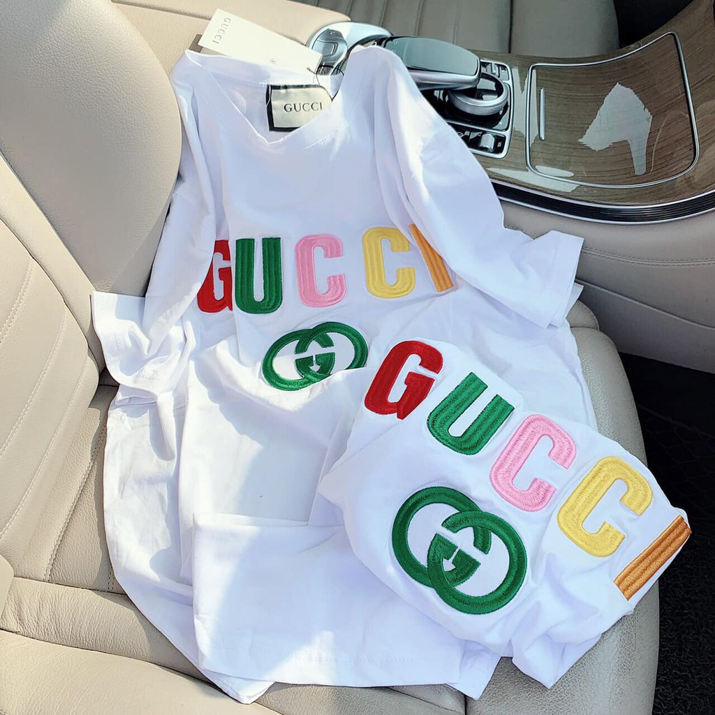 Áo cotton gucci tay lỡ dáng rộng giấu quần free size (từ 40-65kg)