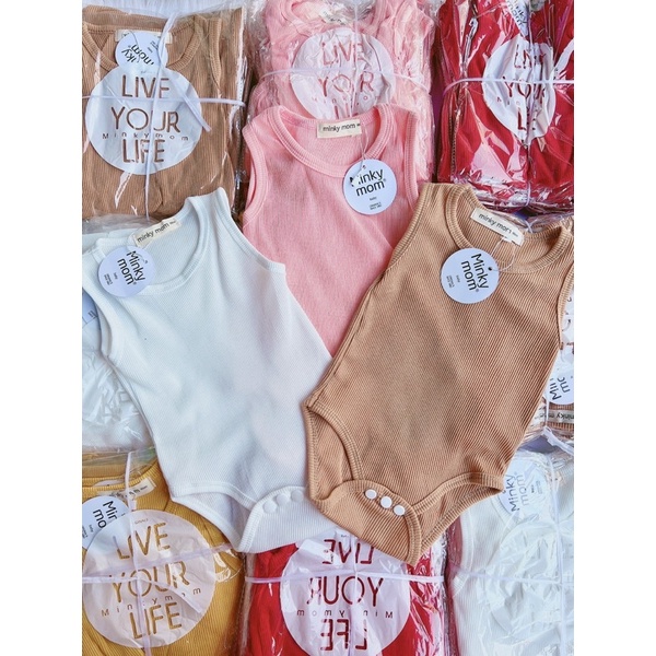 Bộ body chip Sát nách chất Tăm Lạnh siêu mềm mát bodysuit đồ liền thân quần áo sơ sinh cho bé 0-12M