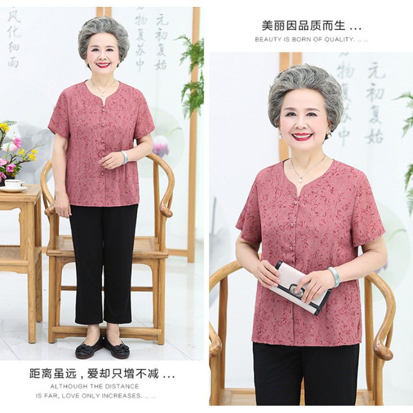 Thời trang dự tiệc cho bà cao tuổi  - Bộ đồ mùa hè cho người cao tuổi