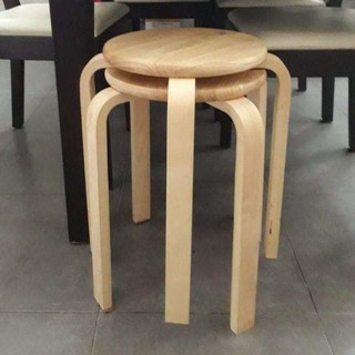 Ghế đôn gỗ cao su mặt tròn chân cong trang nhã, hiện đại