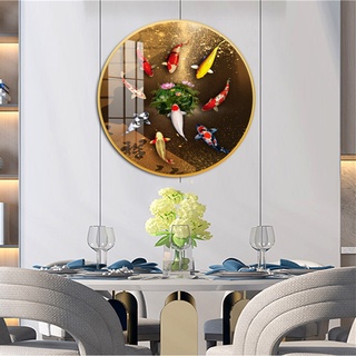 Tranh Tròn Tráng Gương Treo Tường 3D - Cá Chép Nghệ Thuật 01 TƯỜNG VIP