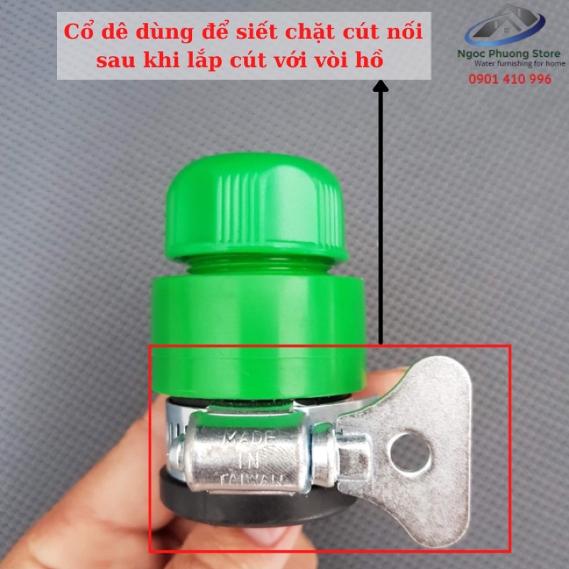 Khớp nối cổ dê nối vòi nước và ống mềm làm vườn 14mm - 16mm bằng nhựa AQUAMATE ĐÀI LOAN - Mã W3360