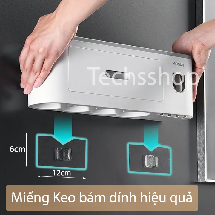 Kệ Nhà Tắm Nhả Kem Đựng Bàn Chải Đánh Răng Oenon Dán Tường Kèm Theo 4 Cốc