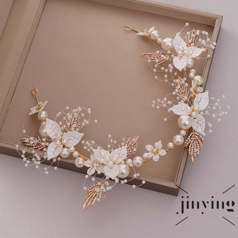 GETNOIVAS Băng đô cài tóc đính ngọc trai sang trọng cho cô dâu