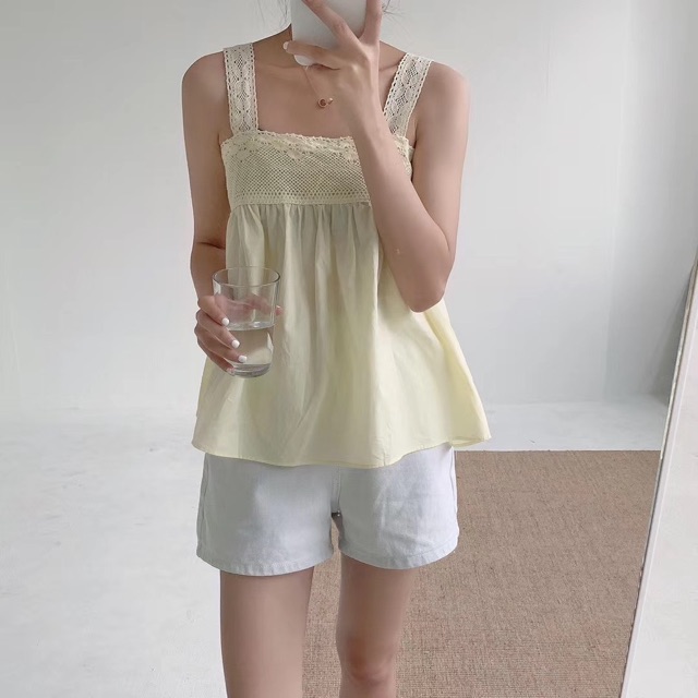 Áo hai dây thô viền ren dây bản to Ulzzang style  Hàng quảng Châu