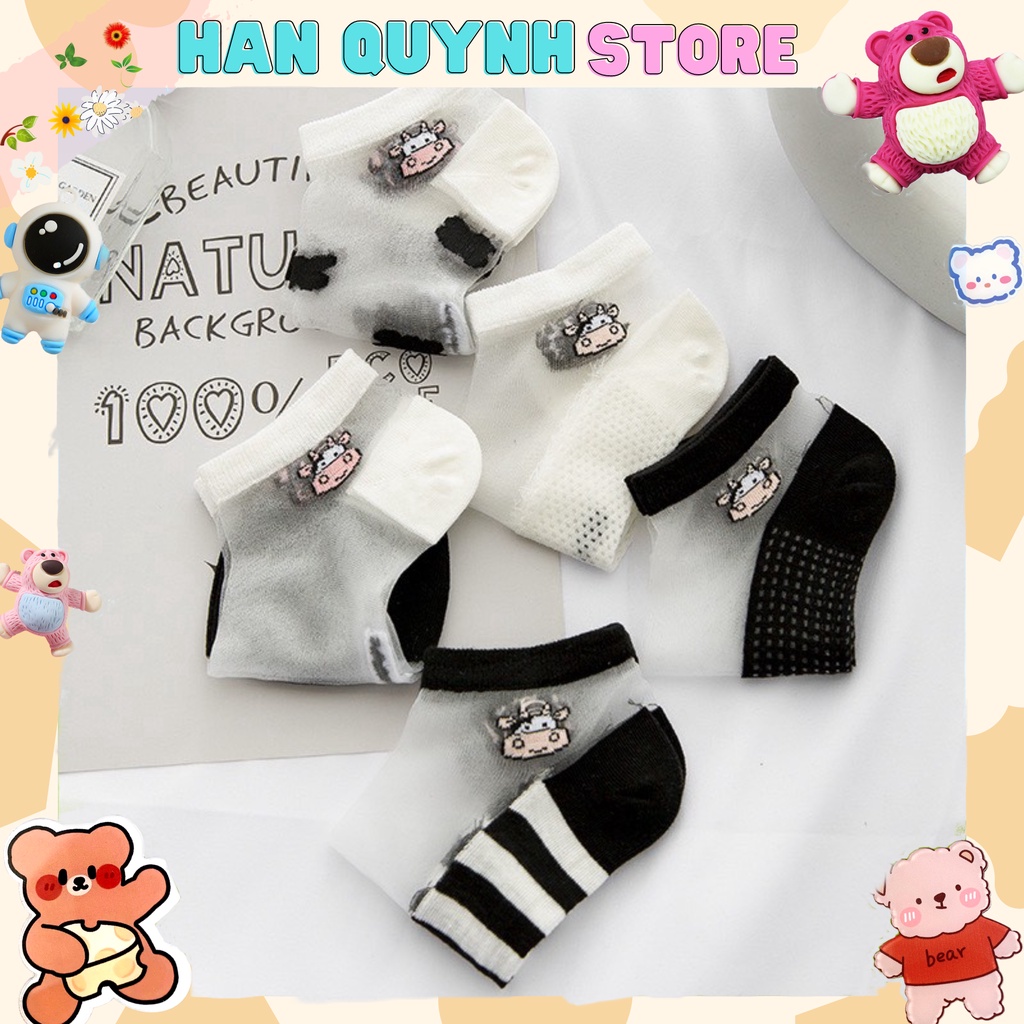 TẤT LƯỚI - VỚ LỤA TRONG SUỐT CỔ NGẮN HÌNH BÒ SỮA PHONG CÁCH HÀN QUỐC HOT TREND . ❤