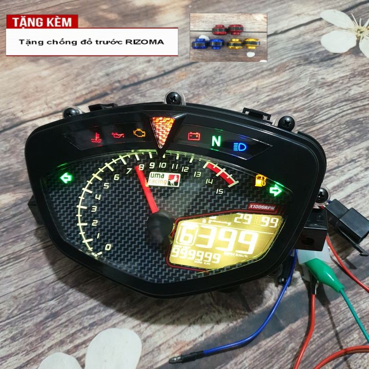 Đồng hồ điện tử UMA Racing gắn xe Sirius và Exciter - Tặng ngay đôi chống đổ trước răng cưa - S1339