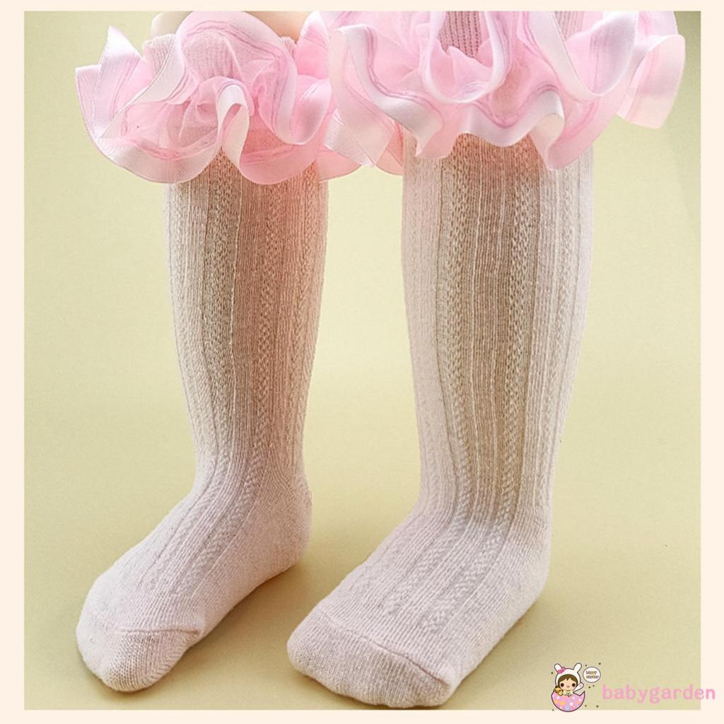 Vớ Cổ Cao Bằng Len Phối Ren Thoáng Khí Chống Trượt Thời Trang Xuân Hè Cho Bé Gái 0-3 Tuổi