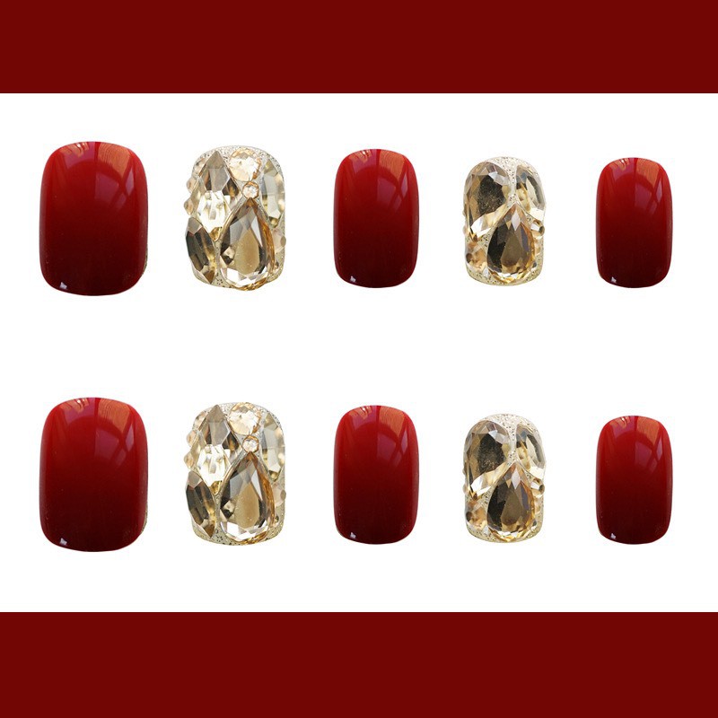 Set 24 móng tay giả đính đá cao cấp bền đẹp NailMay D3
