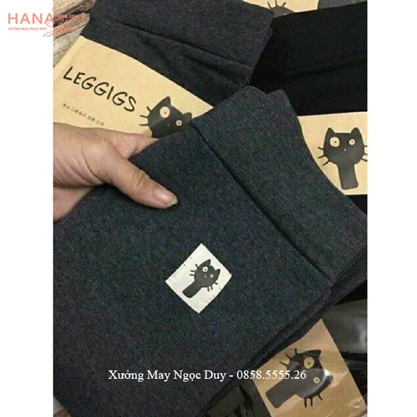 Quần legging lót lông nữ cạp cao nâng mông dáng quần nỉ lót lông mèo dài gen bụng vải co giãn ôm body mặc mùa đông ấm