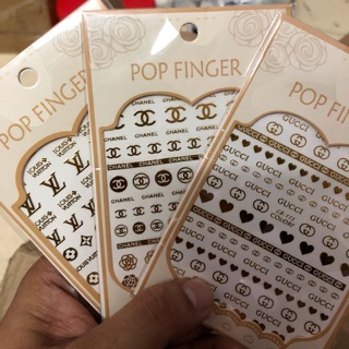 Sticker dán móng tay hình lv Gc thương hiệu