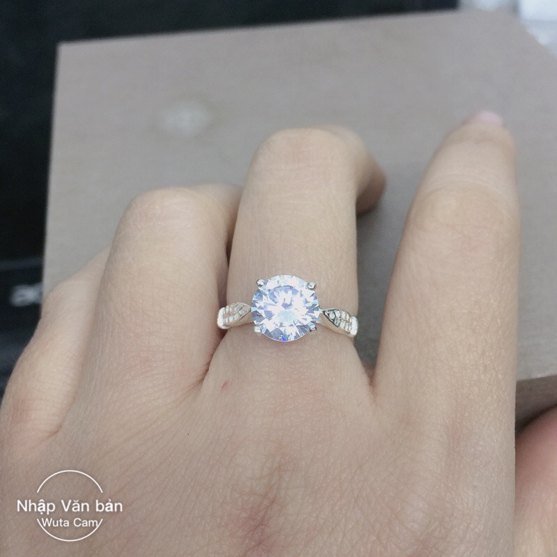 Nhẫn đá cao nhân tạo 7-8 ly đai chấm bạc chuẩn