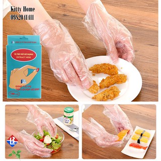 HỘP 100 BAO TAY AN TOÀN THỰC PHẨM, BAO TAY DÙNG TRONG NẤU ĂN, HÓA PHẨM