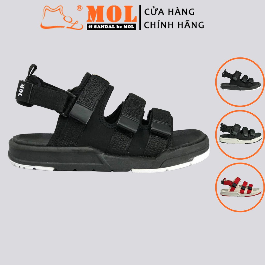 Giày sandal unisex nam nữ 3 quai ngang vải dù có quai hậu tháo rời hiệu MOL mang đi học du lịch MS1802B