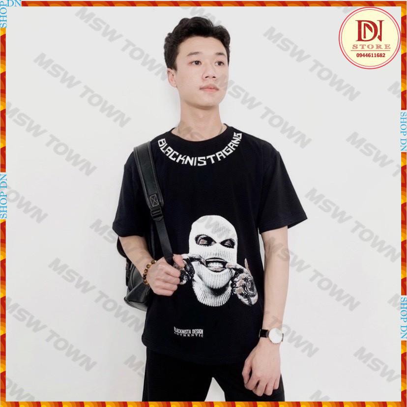 áo thun,tay lỡ-from rộng phông nam nữ người bịt mặt nhe răng BLACKNISTAGANG unisex