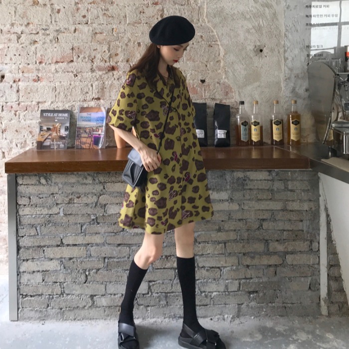 Đầm Sơ Mi Tay Ngắn Dáng Rộng Họa Tiết Da Báo Thời Trang Hong Kong 2020 | BigBuy360 - bigbuy360.vn