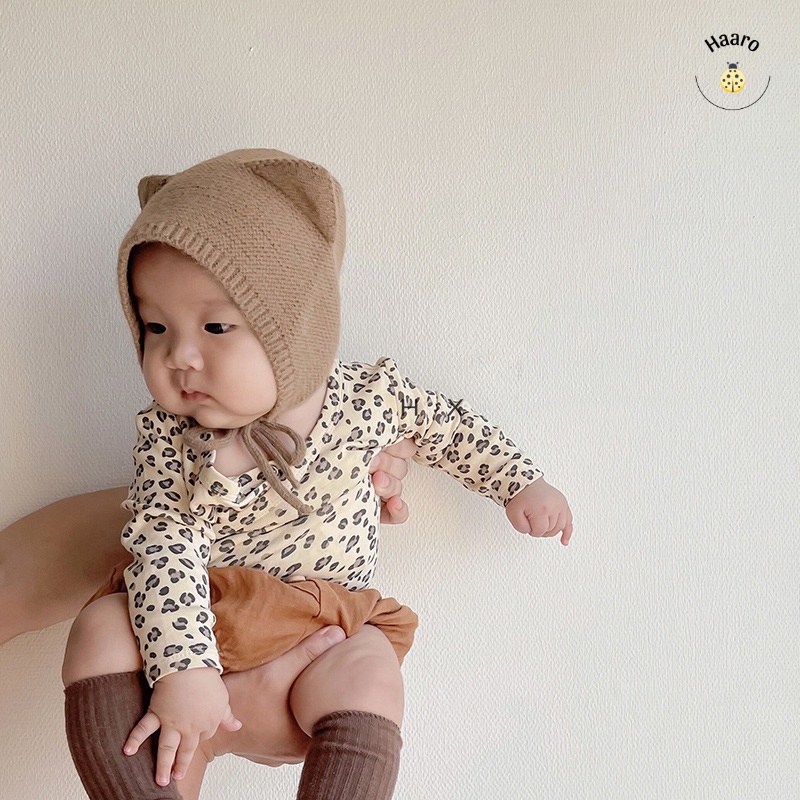 Mũ/nón len tai mèo buộc dây  mềm mại ấm áp cho bé yêu