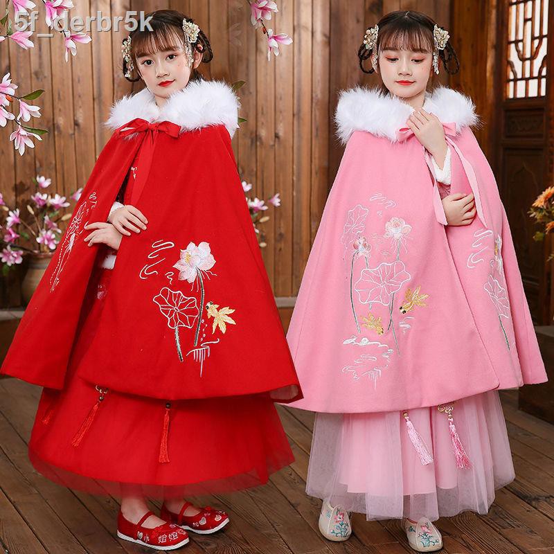 Cô gái áo choàng cổ lông cộng với nhung dày đi chơi mùa đông Quần năm mới của trẻ em siêu tích công chúa phon