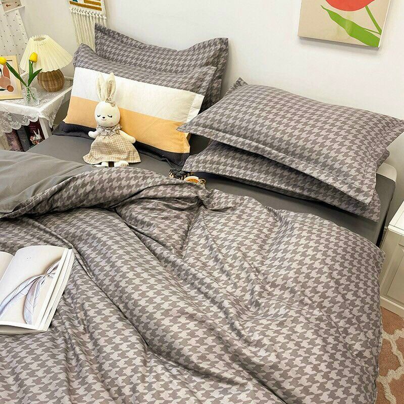 Bộ Chăn Ga Gối Cotton Poly Roma Nâu