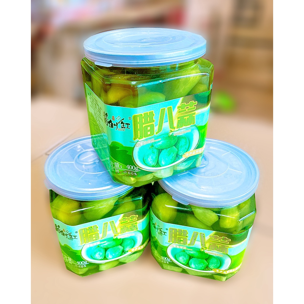 Tỏi xanh ngâm giấm, Tỏi ngọc bích lên men tự nhiên, hũ 400gr siêu ngon - Yumystore86