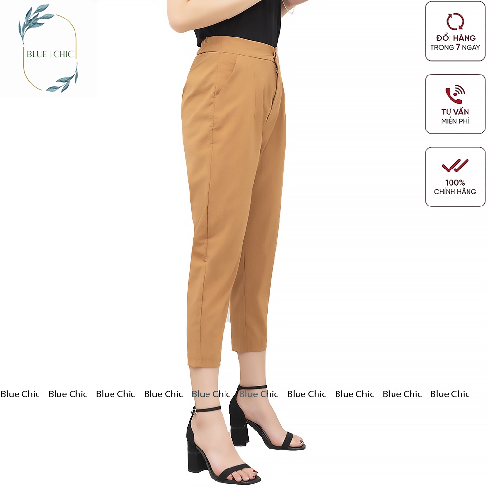 Quần baggy đũi nữ Blue Chic baggy vải đũi xước cao cấp cạp chun sau ngố lửng bigsize