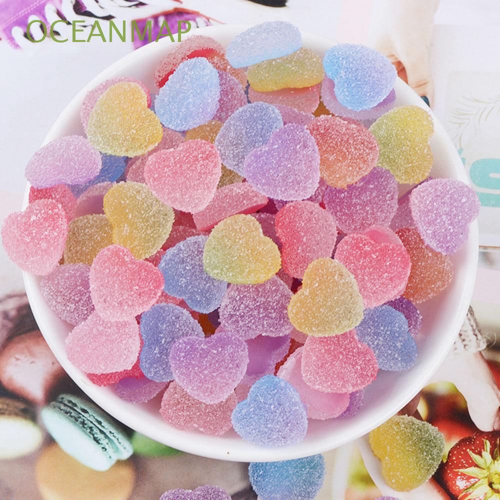  Set 10 Đồ Trang Trí Resin Hình Trái Tim Xinh Xắn