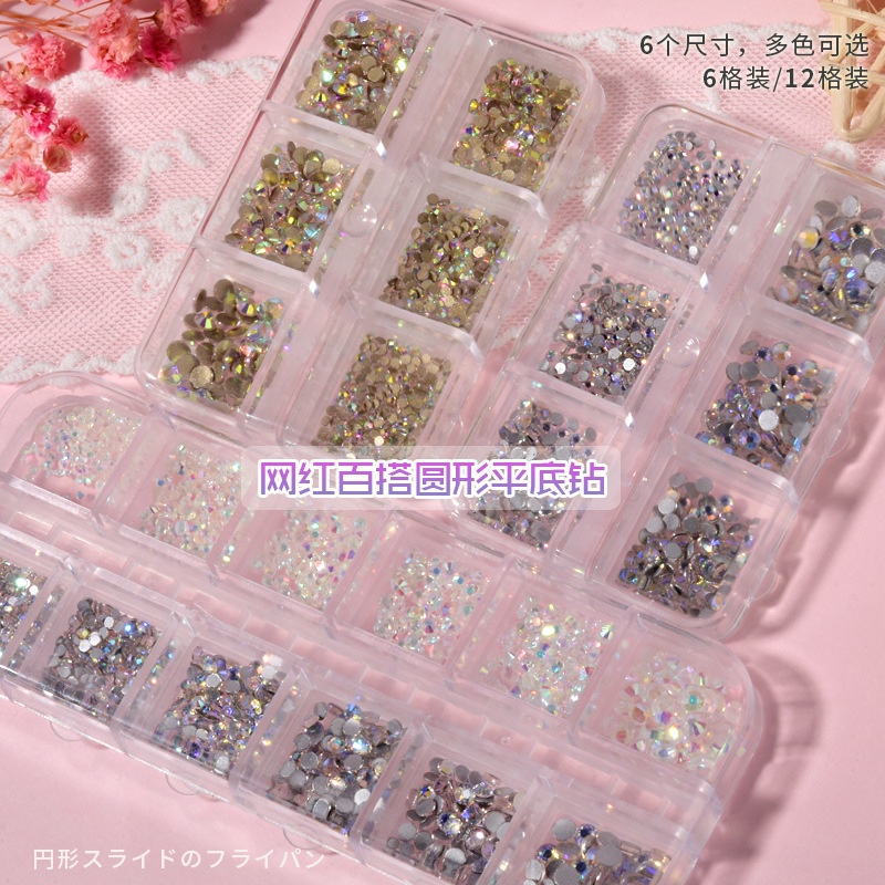 Đá đính móng, Đá nail chân keo mix size gắn móng (6 size)