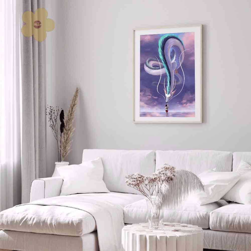 Bộ Tranh Đính Đá 5D DIY Hình Rồng Hoạt Hình Dùng Trang Trí Nhà