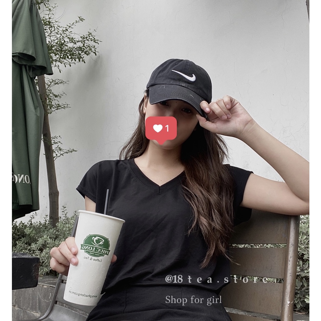 Áo thun cổ tim tay hến kiểu dáng basic thời trang thun lạnh co giãn tốt 2 màu trắng đen Thời Trang B.Y Tea Clothing