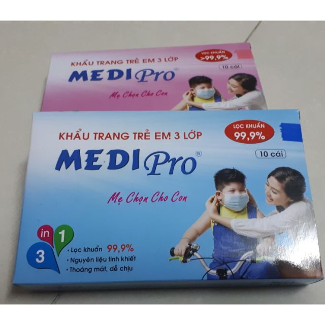 Khẩu trang trẻ em Medipro 3 lớp - 10 cái