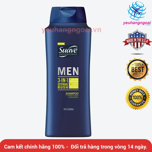 Sữa Tắm Gội cho nam 828ml -Suave Professionals MEN 3 in 1 Của Mỹ.