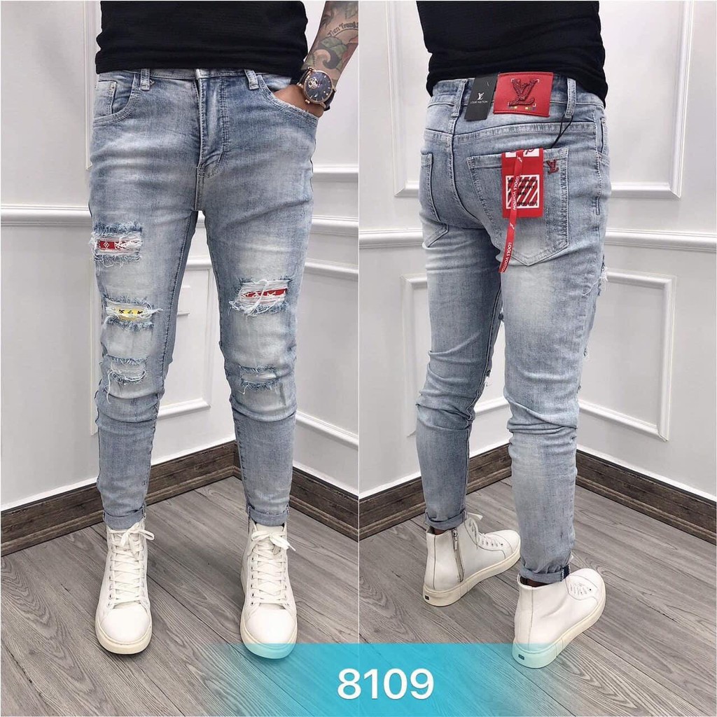Quần jean nam co giãn rách gối JN8109